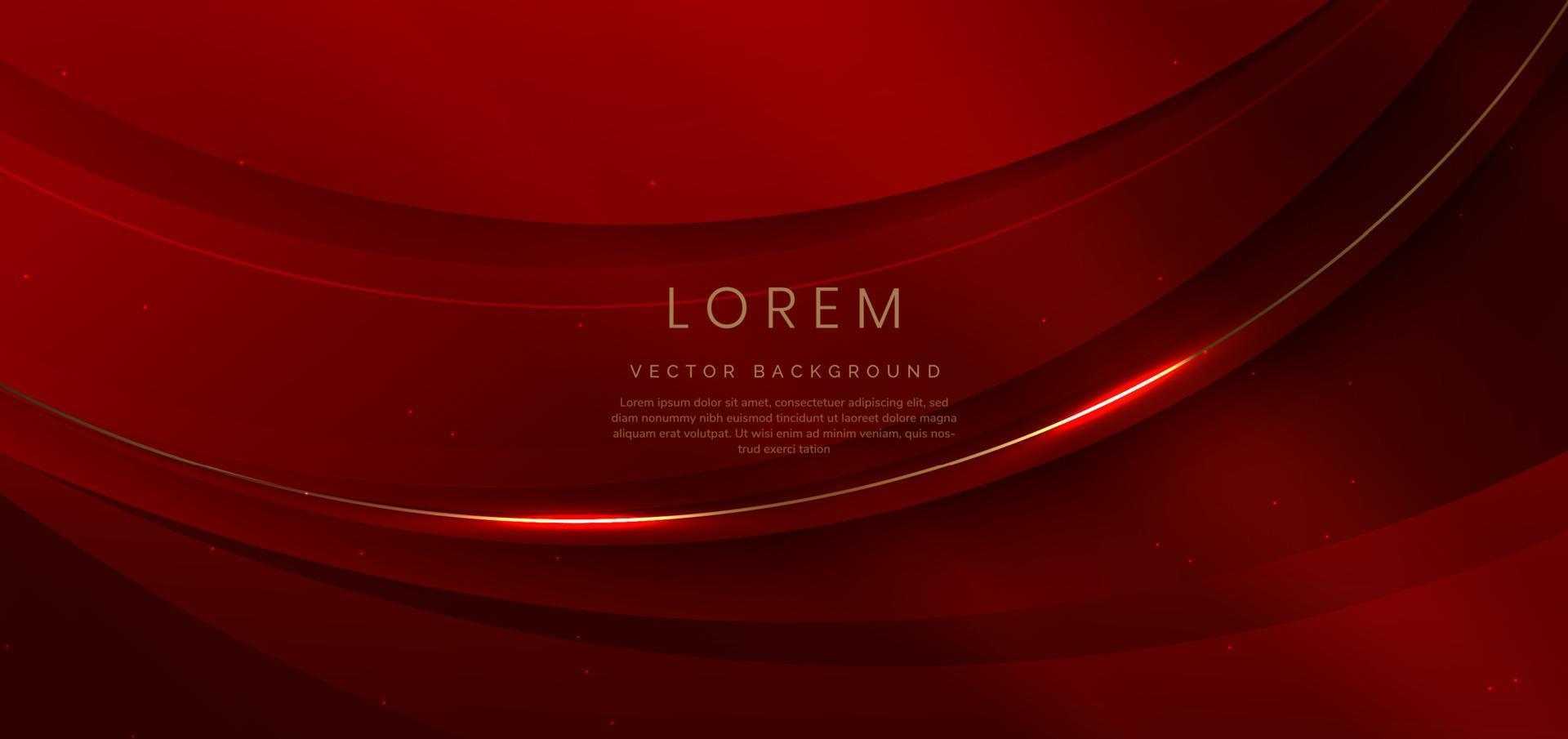 Abstract 3d curved red shape on red background with lighting effect and sparkle with copy space for text. Luxury design style. vector