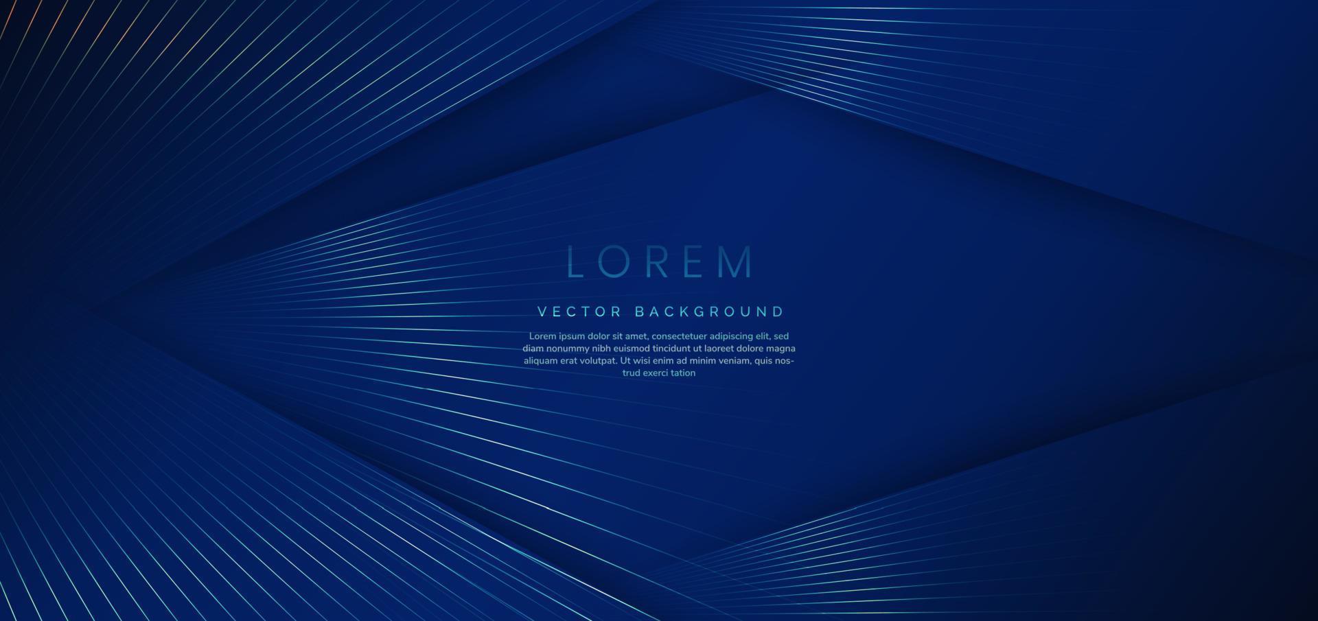 Abstract luxury golden lines overlapping on dark blue background. Template premium award design. vector