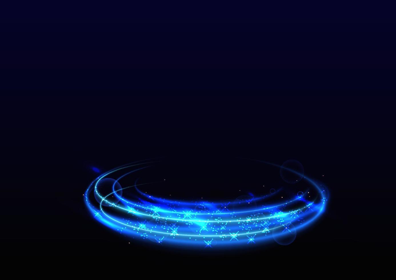 blue light effect curves with sparkle on black background. Vector illustration