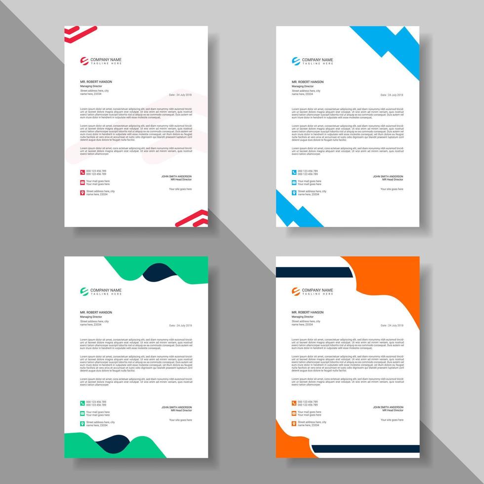 Minimalist letterhead template design, creative and modern professional business letterhead template bundle, abstract design with geometric shape vector