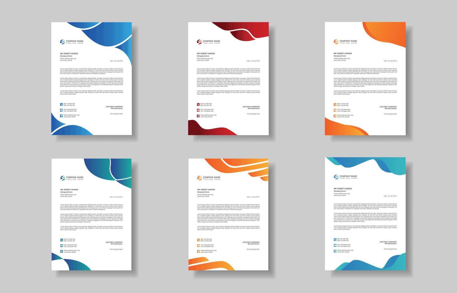 Creative and modern professional business letterhead template bundle, abstract design with geometric shape or minimalist letterhead template design vector