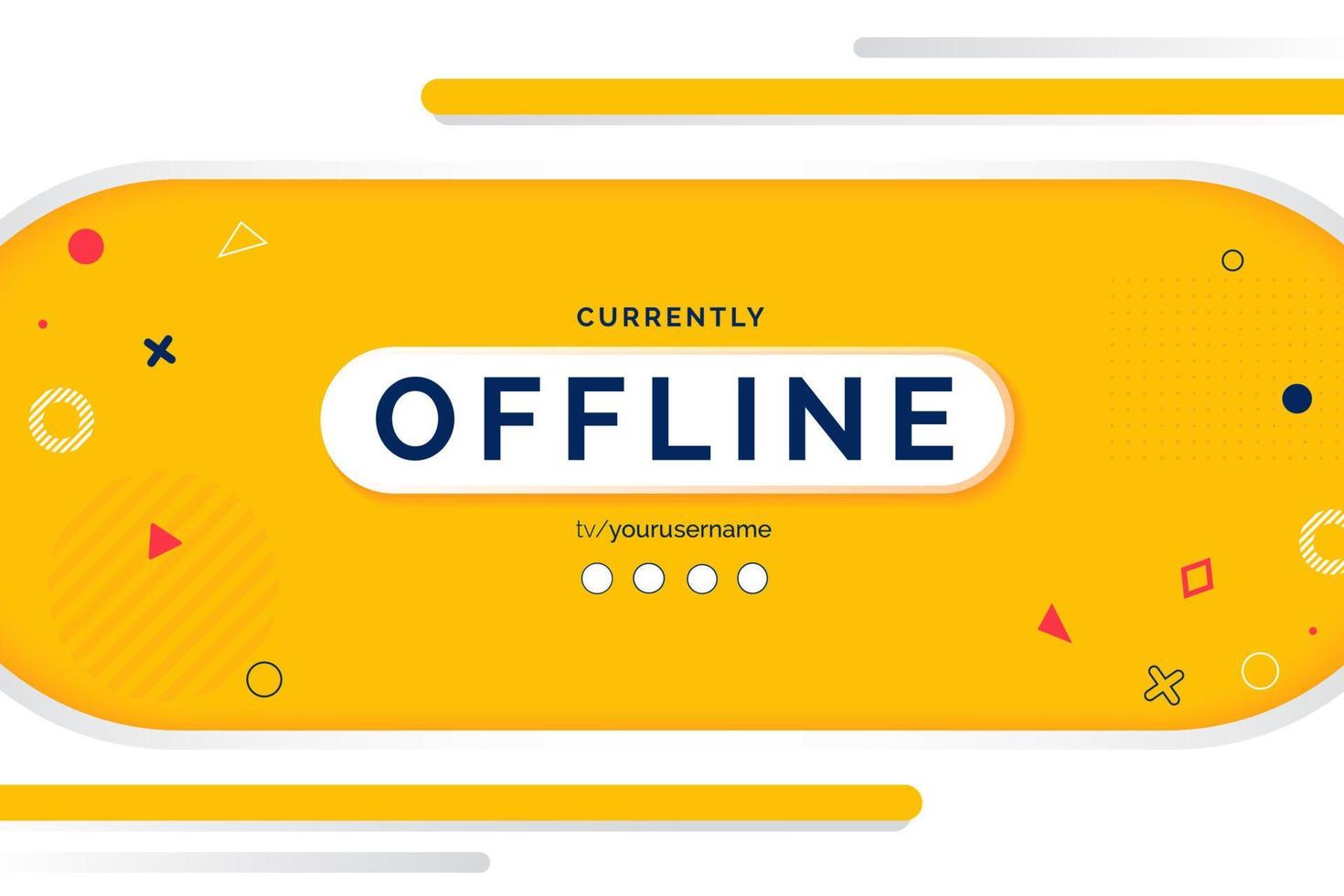 Modern futuristic currently offline stream gaming banner background with abstract yellow shapes. offline game vector template.