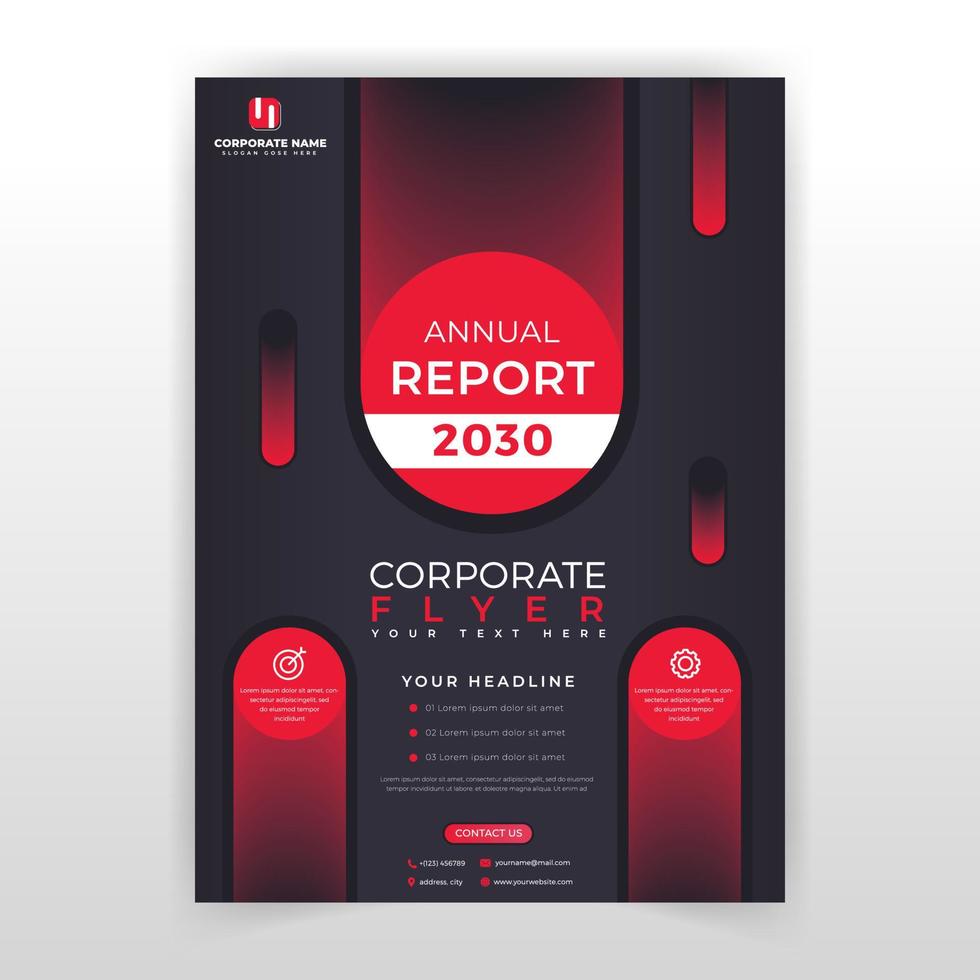 Modern red and gray cover design for corporate annual report flyer. use in leaflet, catalog or magazine, book or brochure, booklet or flyer, poster or banner. vector template in A4 size.