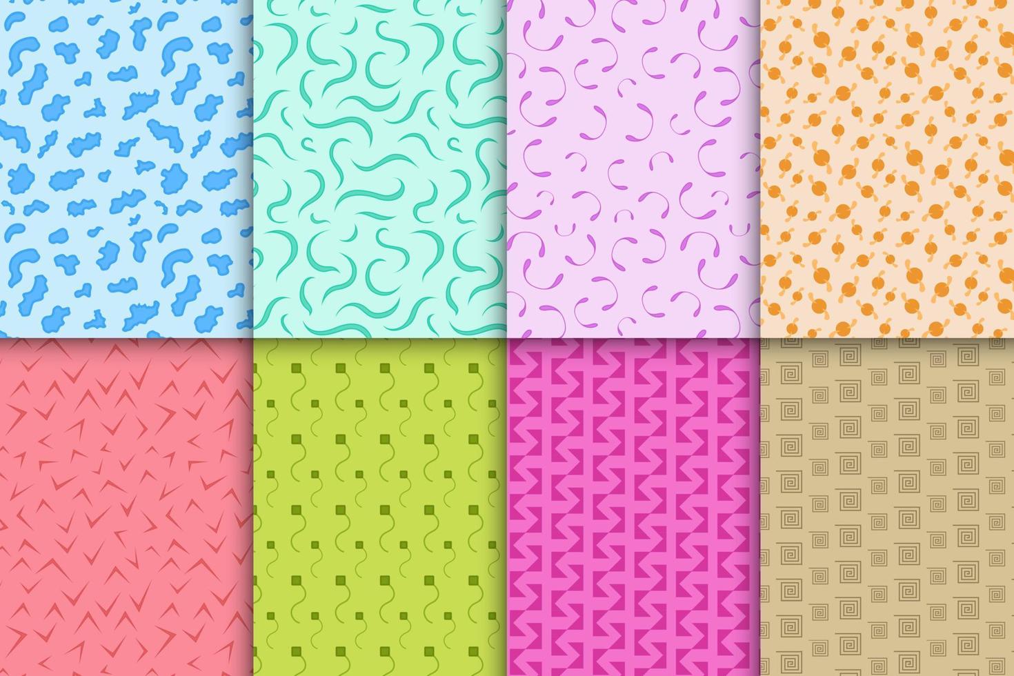 conjunto de patrones geométricos de ropa sin costuras con multicolor para recién nacidos. cubierta de papel tapiz floral dibujada a mano. nuevo diseño textil de telas y prendas de moda. fondo de pared de patrón abstracto. vector