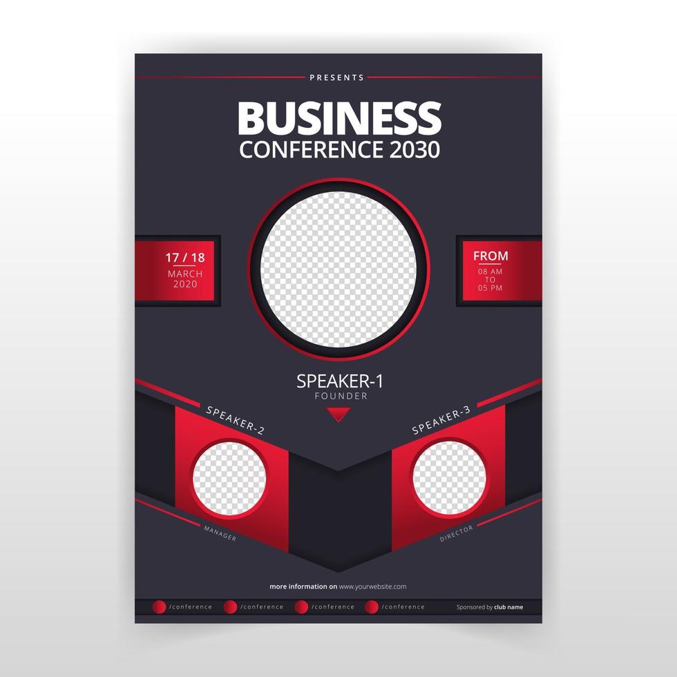 Modern red and gray corporate business conference poster design. use in leaflet, catalog or magazine, book or brochure, booklet or flyer, poster or banner. vector template.