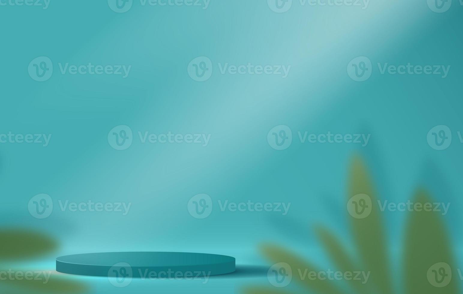 Cosmetic light blue background minimal and premium podium display for product presentation branding and packaging presentation. studio stage with shadow of leaf background. 3D illustration design photo
