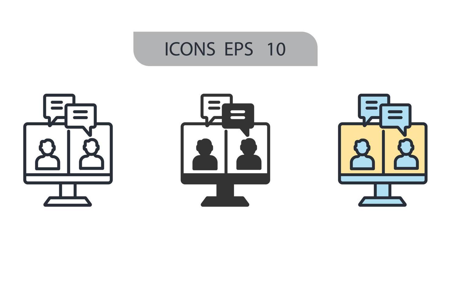 los iconos de videoconferencia simbolizan los elementos vectoriales para la web infográfica vector