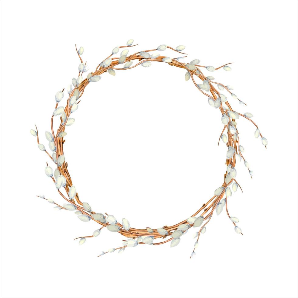 Willow wreath . Watercolor illustration . Perfect for creating cards, invitations vector