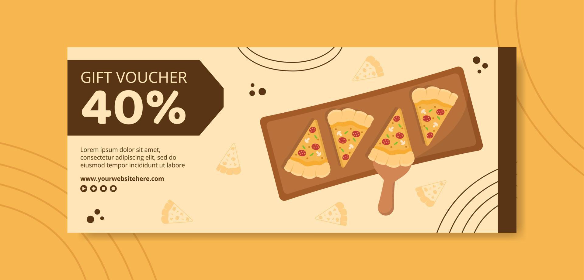 Pizza Food Voucher Template Hand Drawn Cartoon Background Vector Illustration