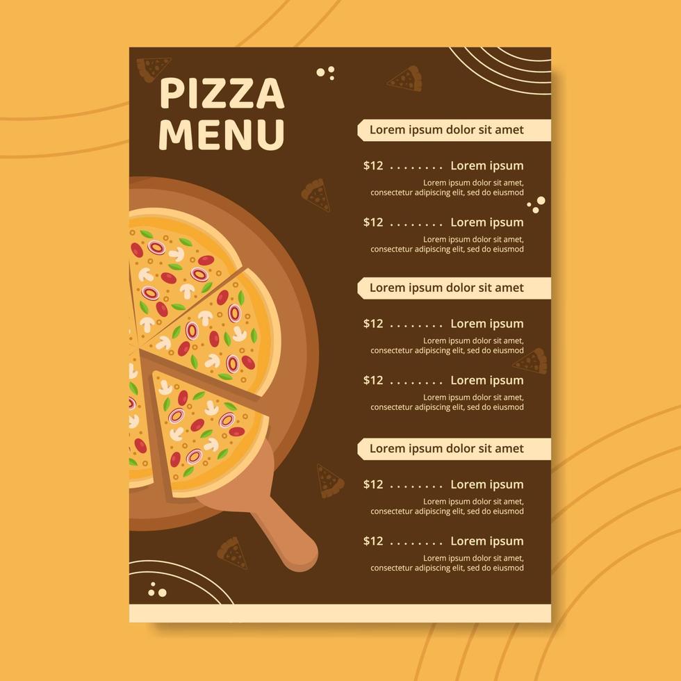 Pizza Food Menu Template Hand Drawn Cartoon Background Vector Illustration