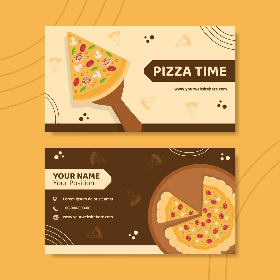 pizza comida tarjeta plantilla horizontal dibujado a mano dibujos animados fondo vector ilustración