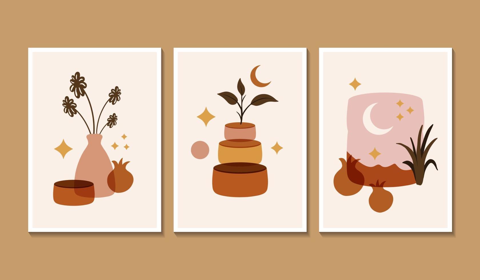 Hand drawn boho chic covers collection vector