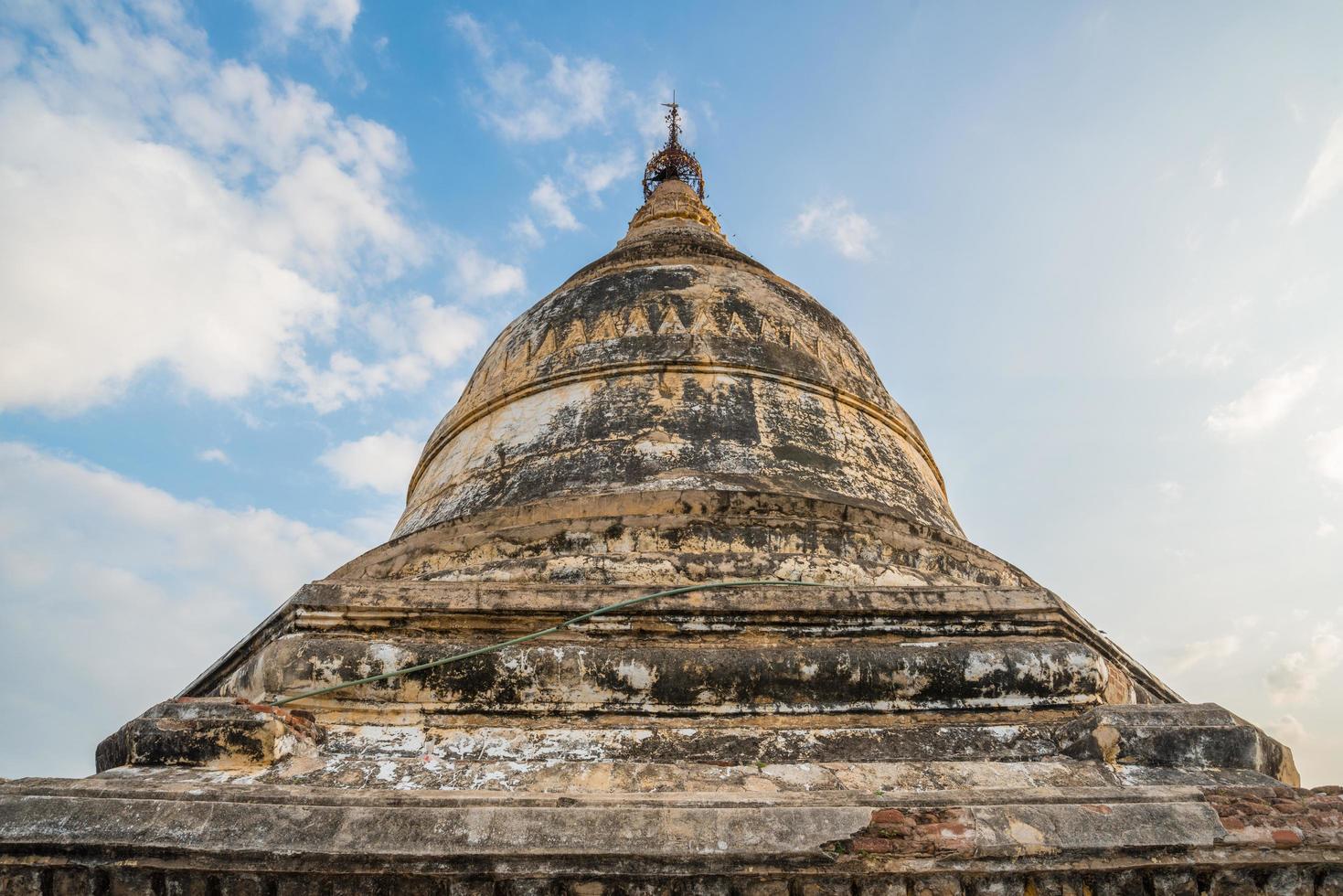 Shwesandaw pagoda the best location landmark for see the beautiful view of sunrise or sunset over the ancient pagoda in Bagan kingdom the first empire of Myanmar. photo