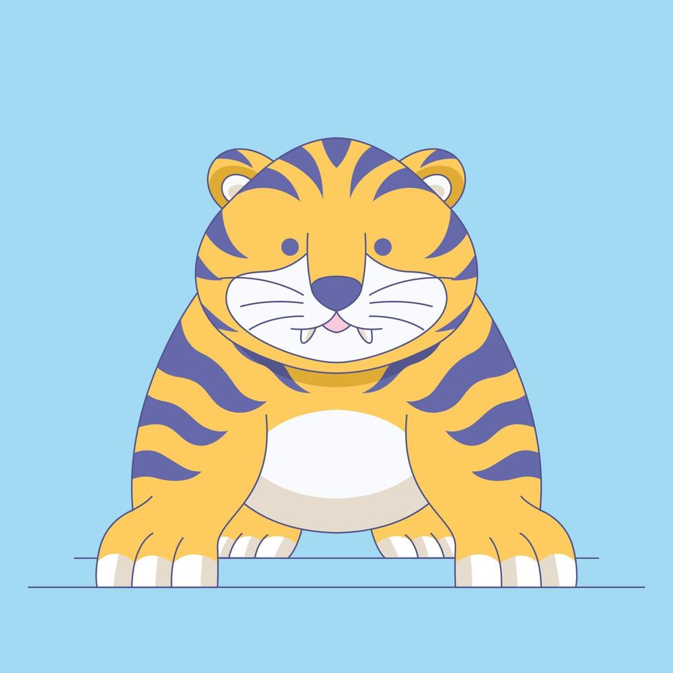 Ilustración de vector de logotipo de dibujos animados lindo tigre