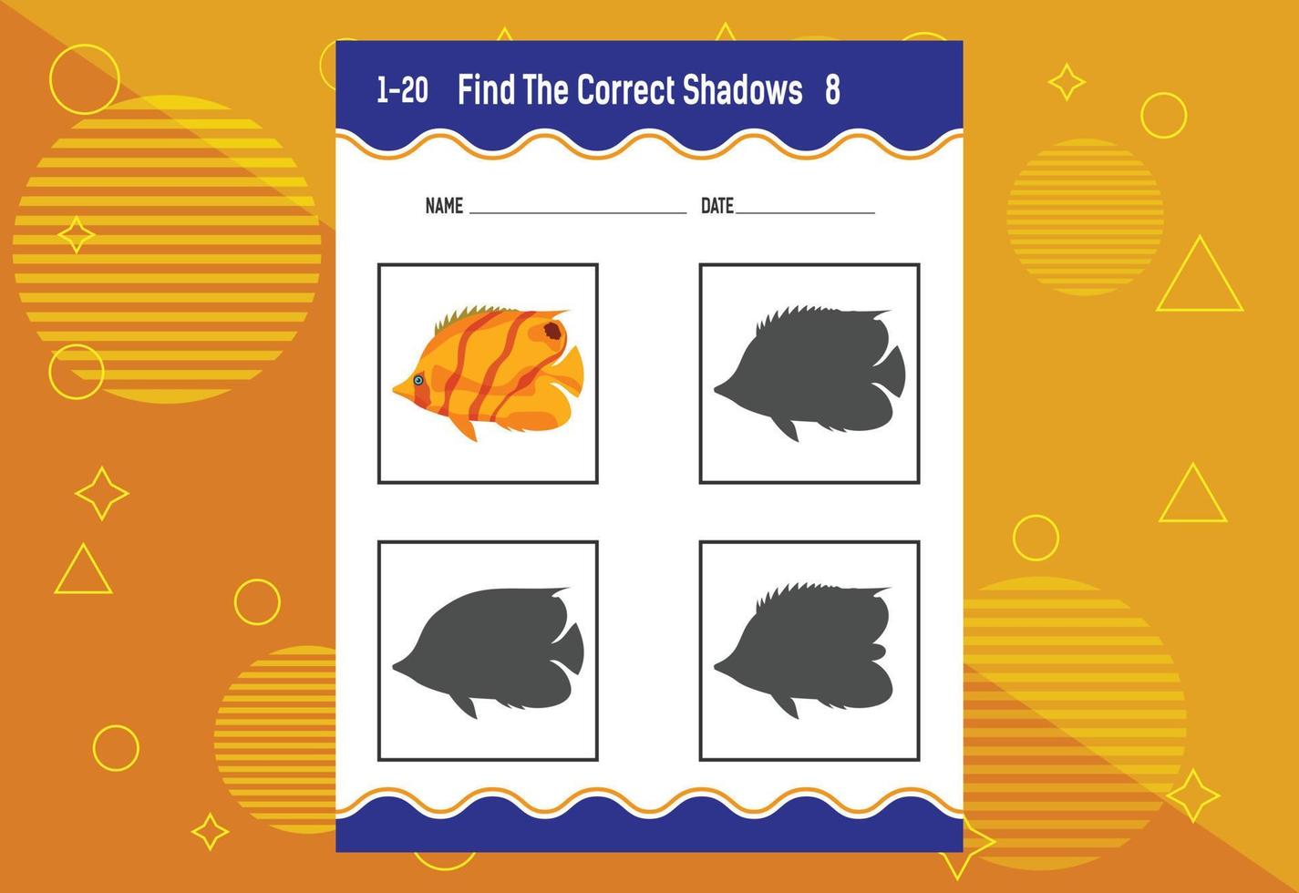 Find the correct shadow. Education developing worksheet. Matching game for kids. vector