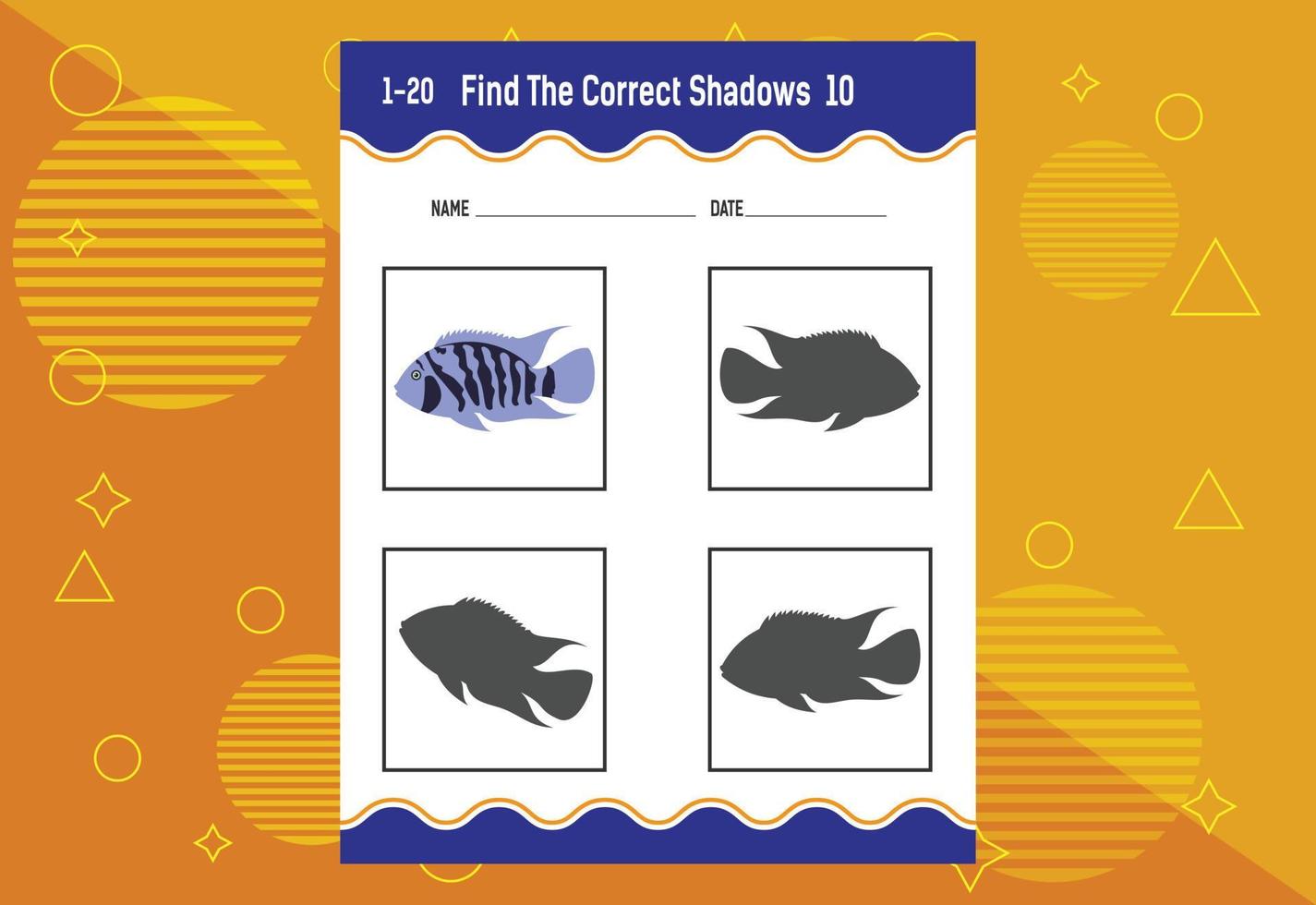 Find the correct shadow. Education developing worksheet. Matching game for kids. vector