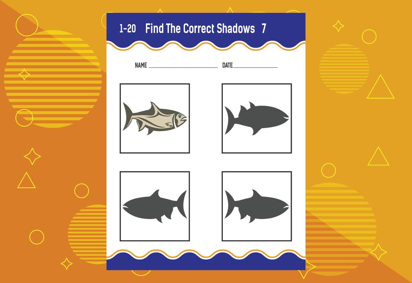 Find the correct shadow. Education developing worksheet. Matching game for kids. vector