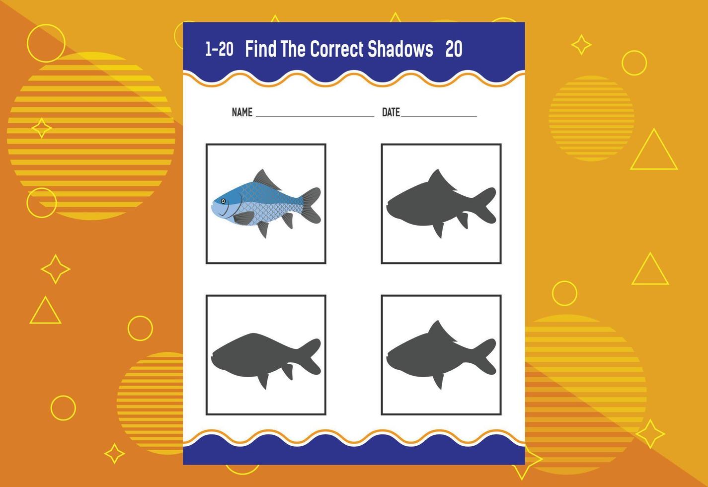 Find the correct shadow. Education developing worksheet. Matching game for kids. vector