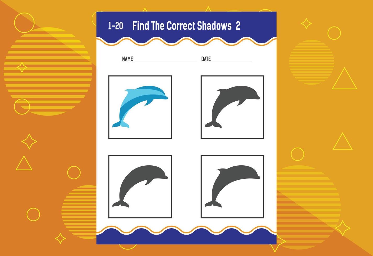 Find the correct shadow. Education developing worksheet. Matching game for kids. vector