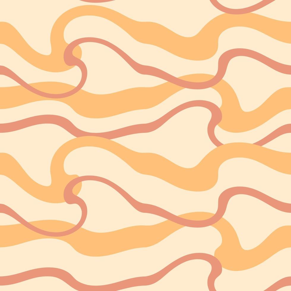 Abstract wavy seamless pattern in 1970s style. vector