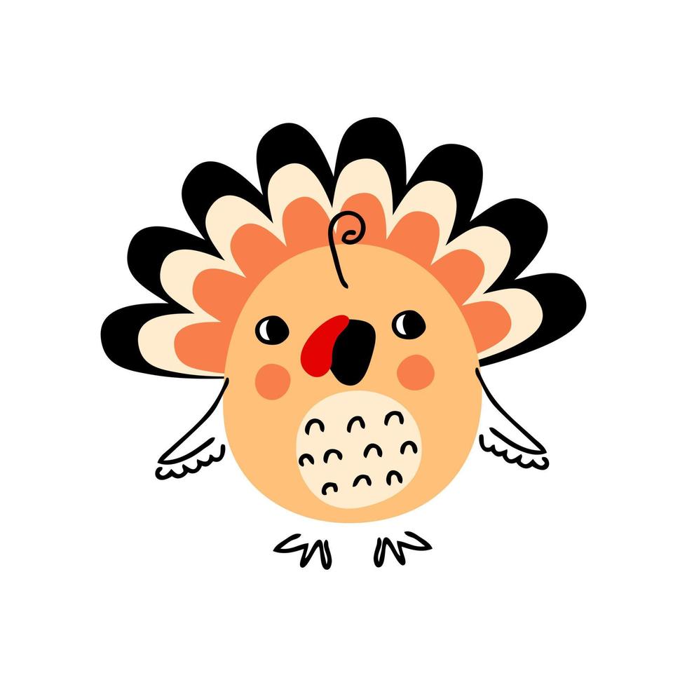 Turkey bird for thanksgiving day stickers, poster, card, invitation. vector