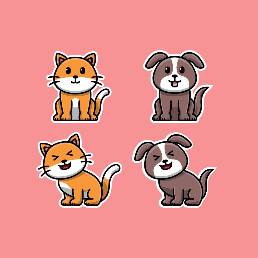 illustration cute vector of cat and dog,Animal Icon Concept Isolated Premium Vector.Colorful vector illustration in flat cartoon style.