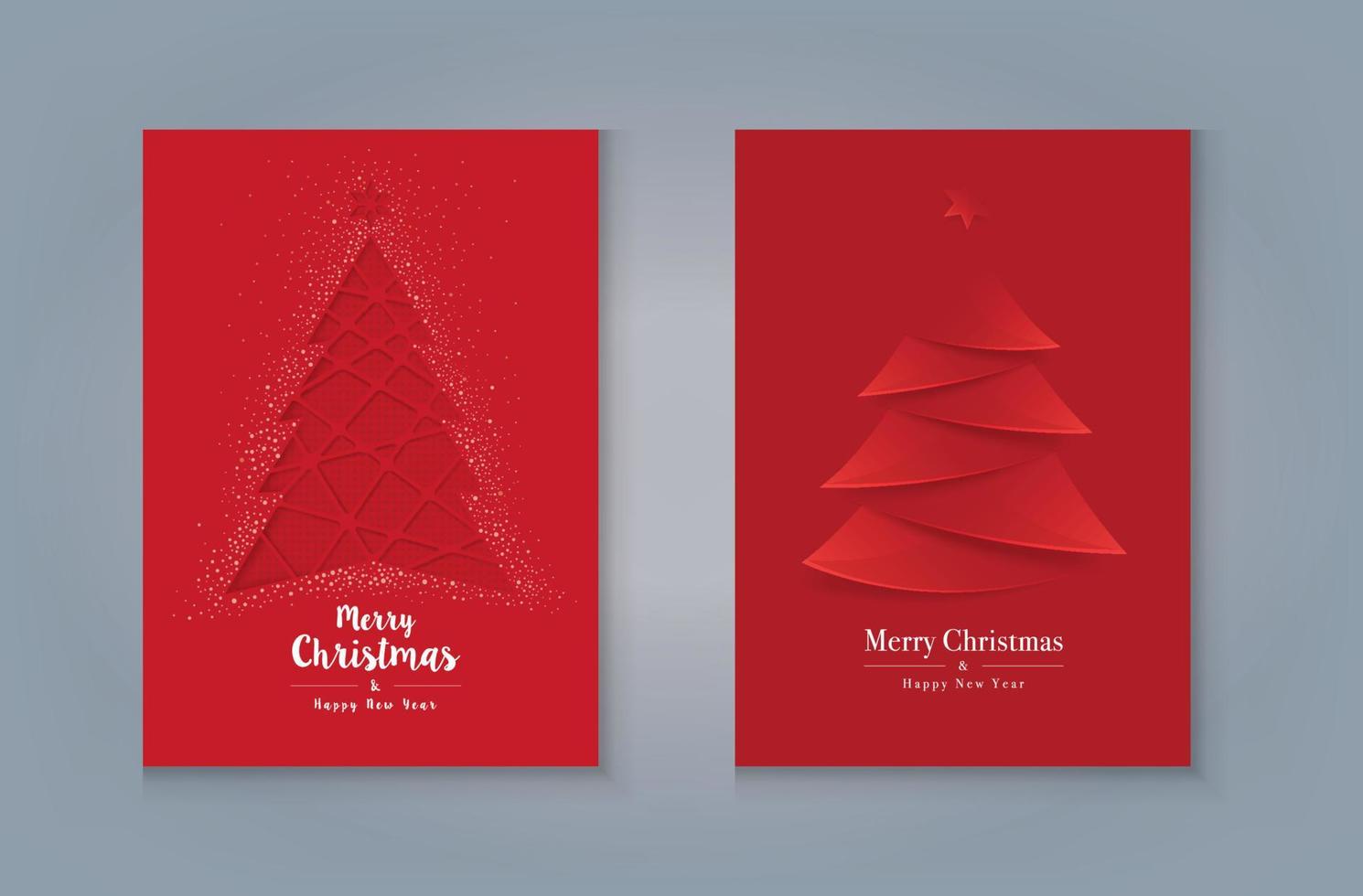 Red Christmas Tree and Snow, Merry Christmas Greeting card Design. vector