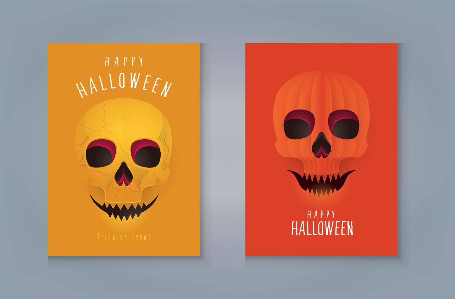 Happy Halloween Party, Set of Abstract Halloween Creepy Skull Vector for Greeting card.