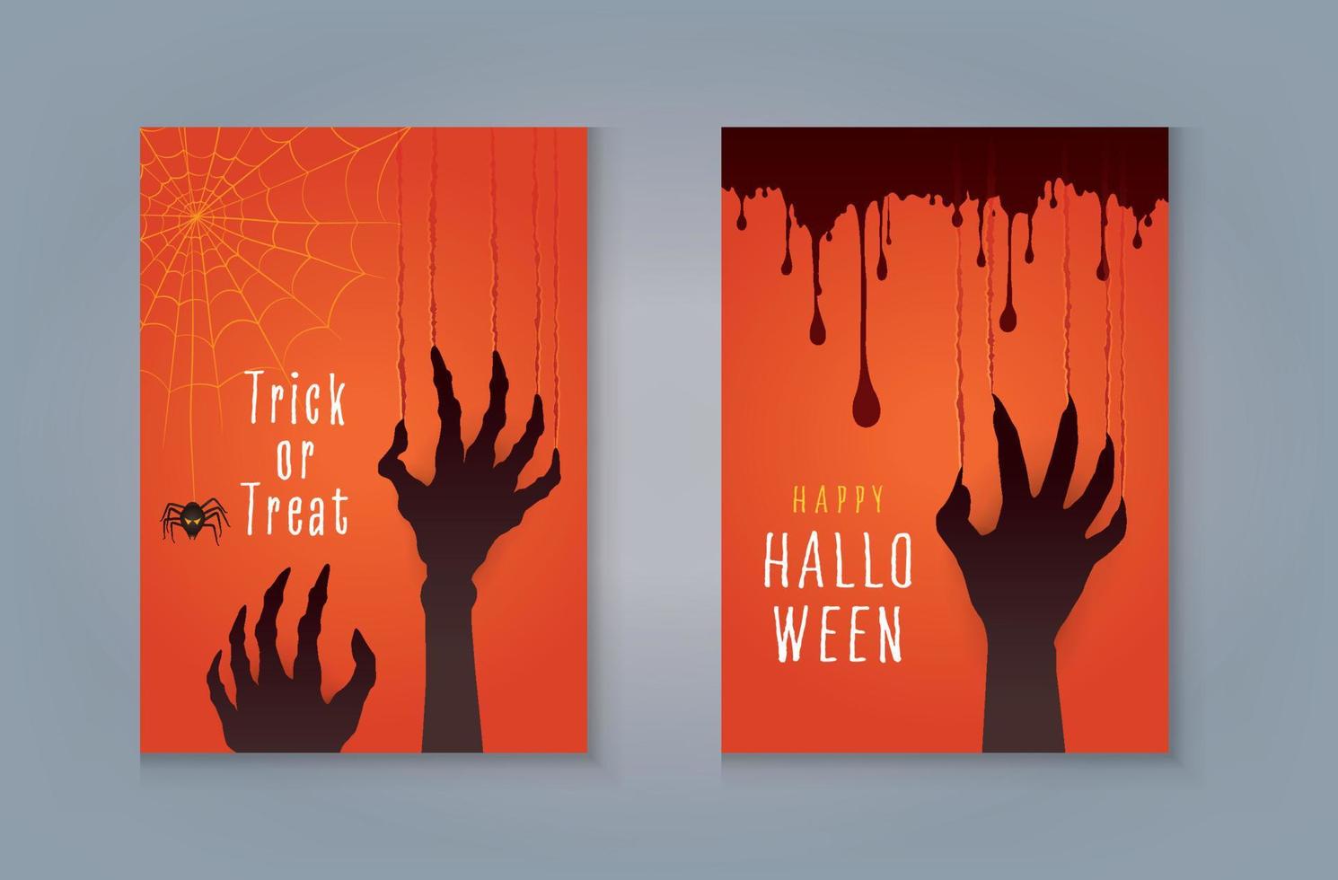 Zombie hands claws scratch scrape track, Happy Halloween Night Party greeting card vector