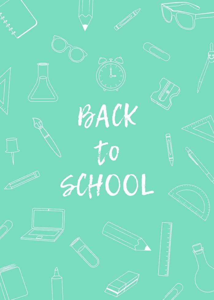 Back to school poster with school supplies for kids. Pupils cards vector