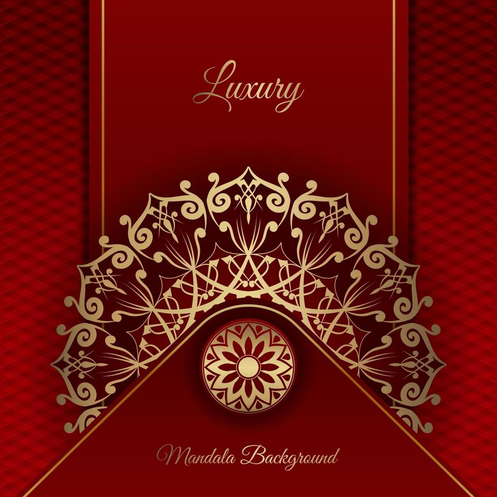 luxury mandala background, red and gold vector