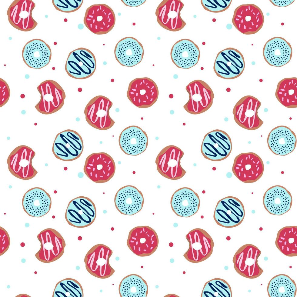 seamless pattern with glazed donuts. Bright juicy pattern on a white background vector