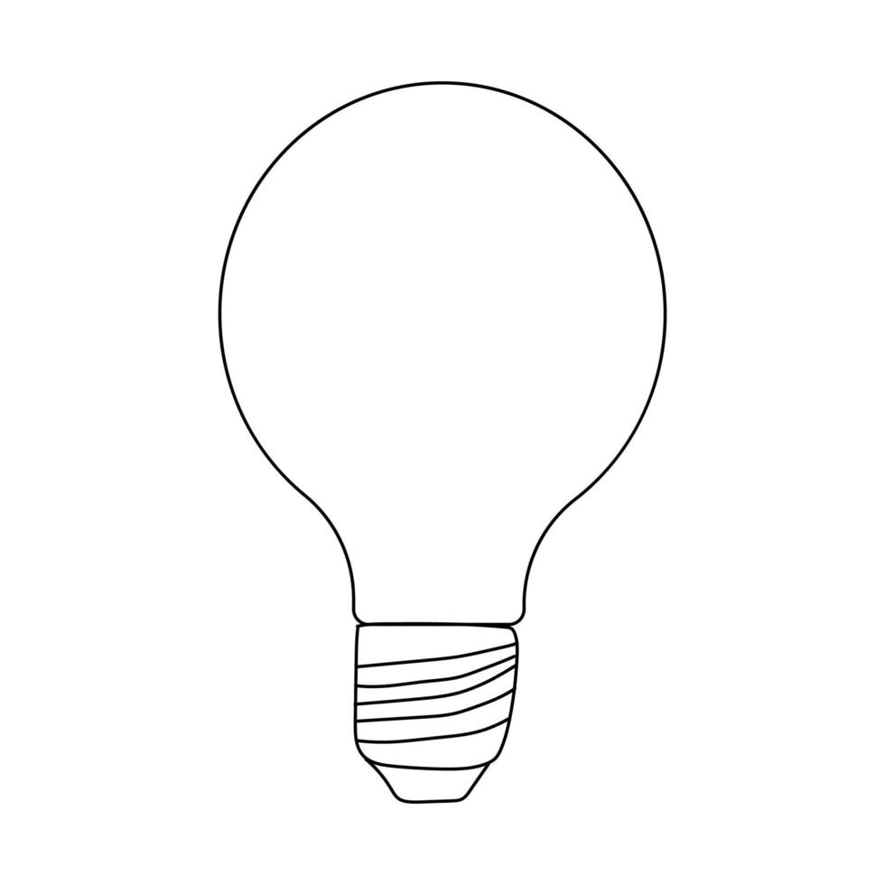 Light bulb icon. Vector doodle illustration of an incandescent light bulb. Energy saving light bulb