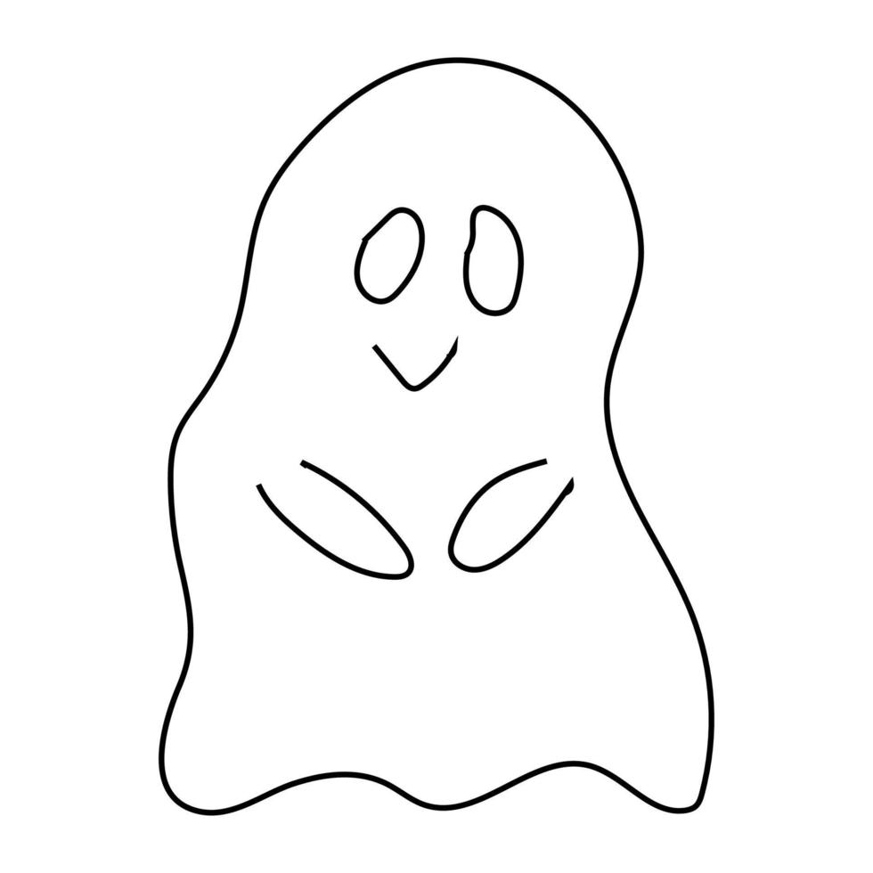 ilustración vectorial de un lindo fantasma. esquema garabato ilustración vector