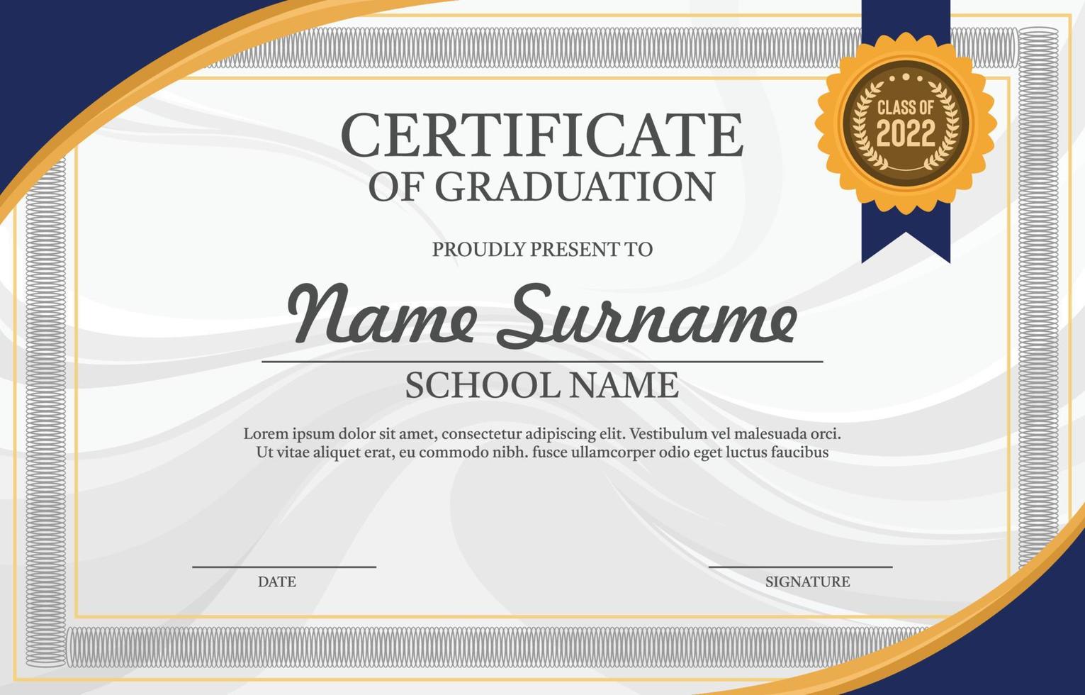 Certificate of Graduation Template vector