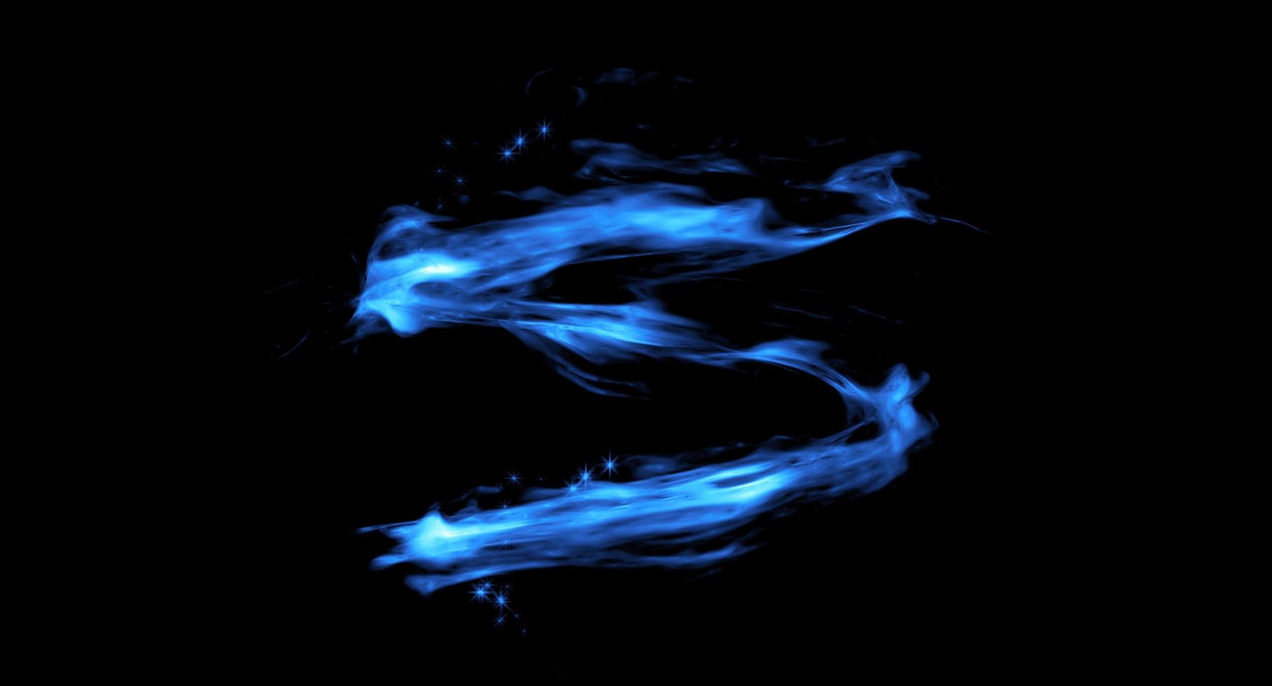 Blue Fire Design on Black Background photo