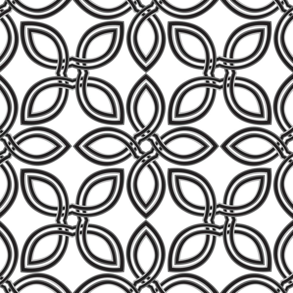 línea geométrica floral de patrones sin fisuras en estilo celta. elegante fondo monocromático ornamental con pétalos de flores vector