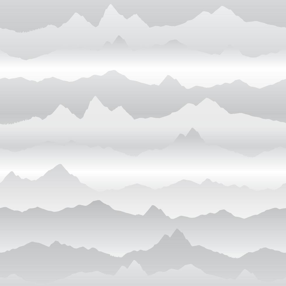 Abstract wavy mountain skyline background. Nature landscape winter seamless pattern. Dynamic motion wave texture vector