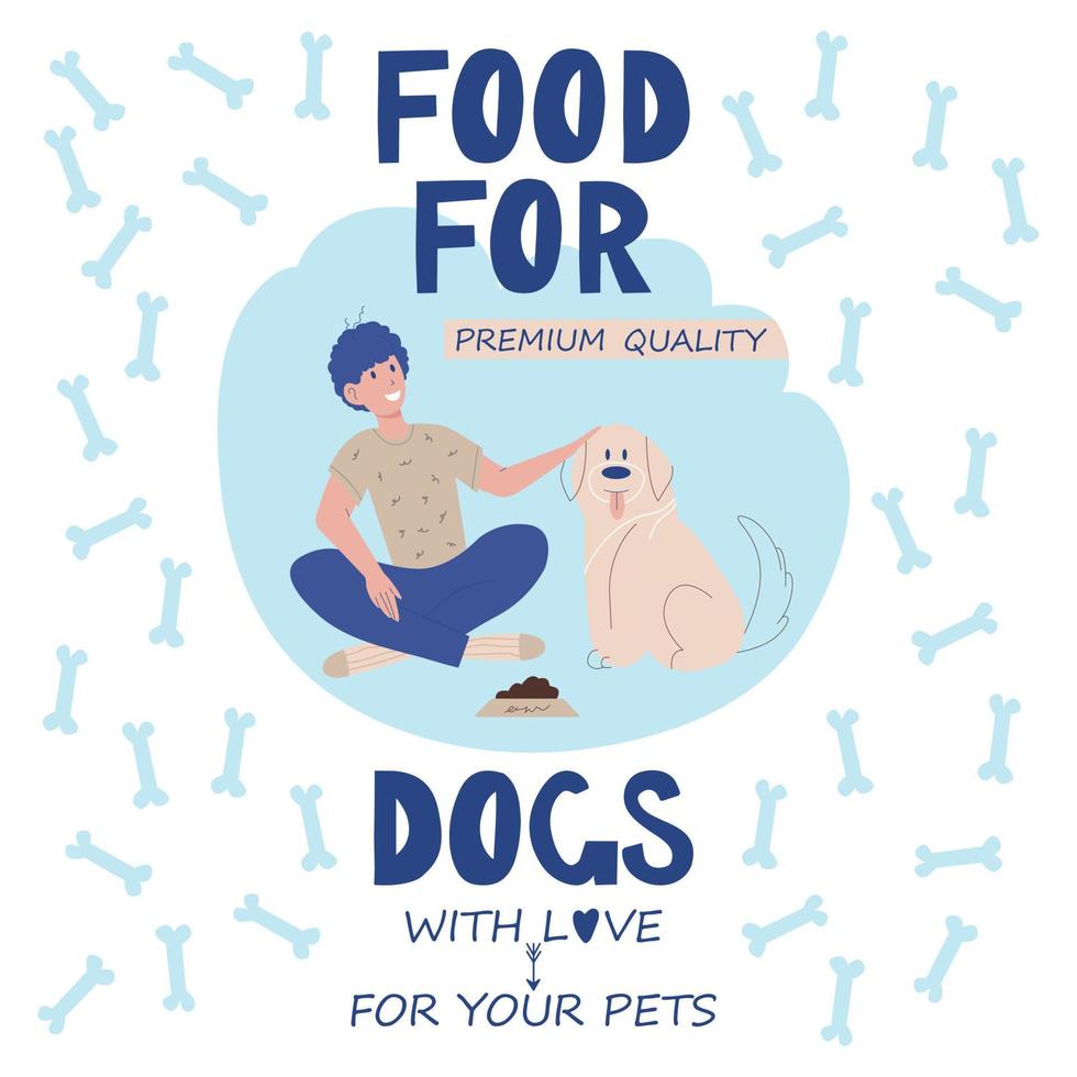 Pet Food Label Templates Set. Abstract Vector Packaging Design Layouts Collection. Typography Banners with Hand Drawn Retriever, Corgy and Beagle Dog Breeds Sketch Faces Background.