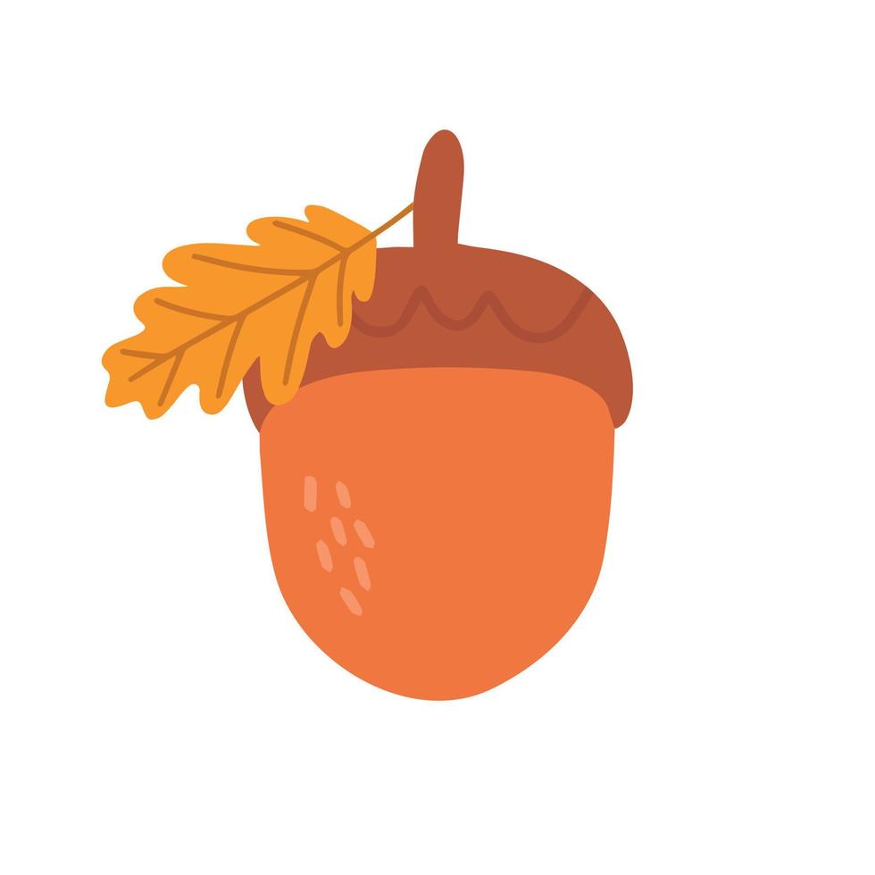 Cartoon Acorn with oak leaves Vector Icon Set for Web Design