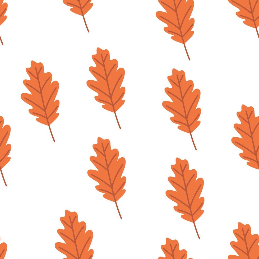 patrón de otoño con hojas de roble de colores sobre un fondo blanco. vector