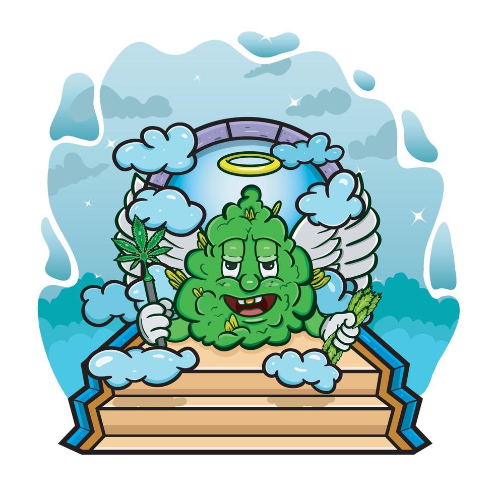 Cartoon Mascot Of Fairy Weed Bud In Heaven. vector