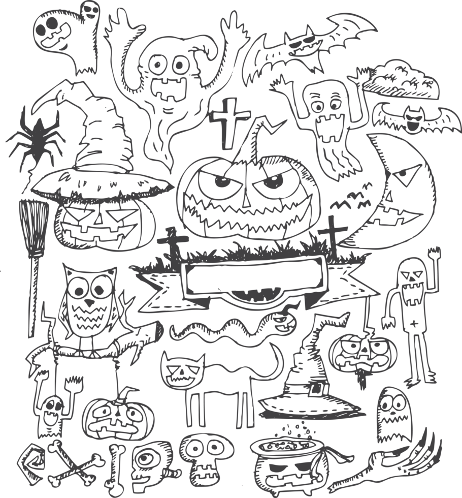 Fröhliches Halloween-Symbolthema und Halloween-Hintergrundzeichen png