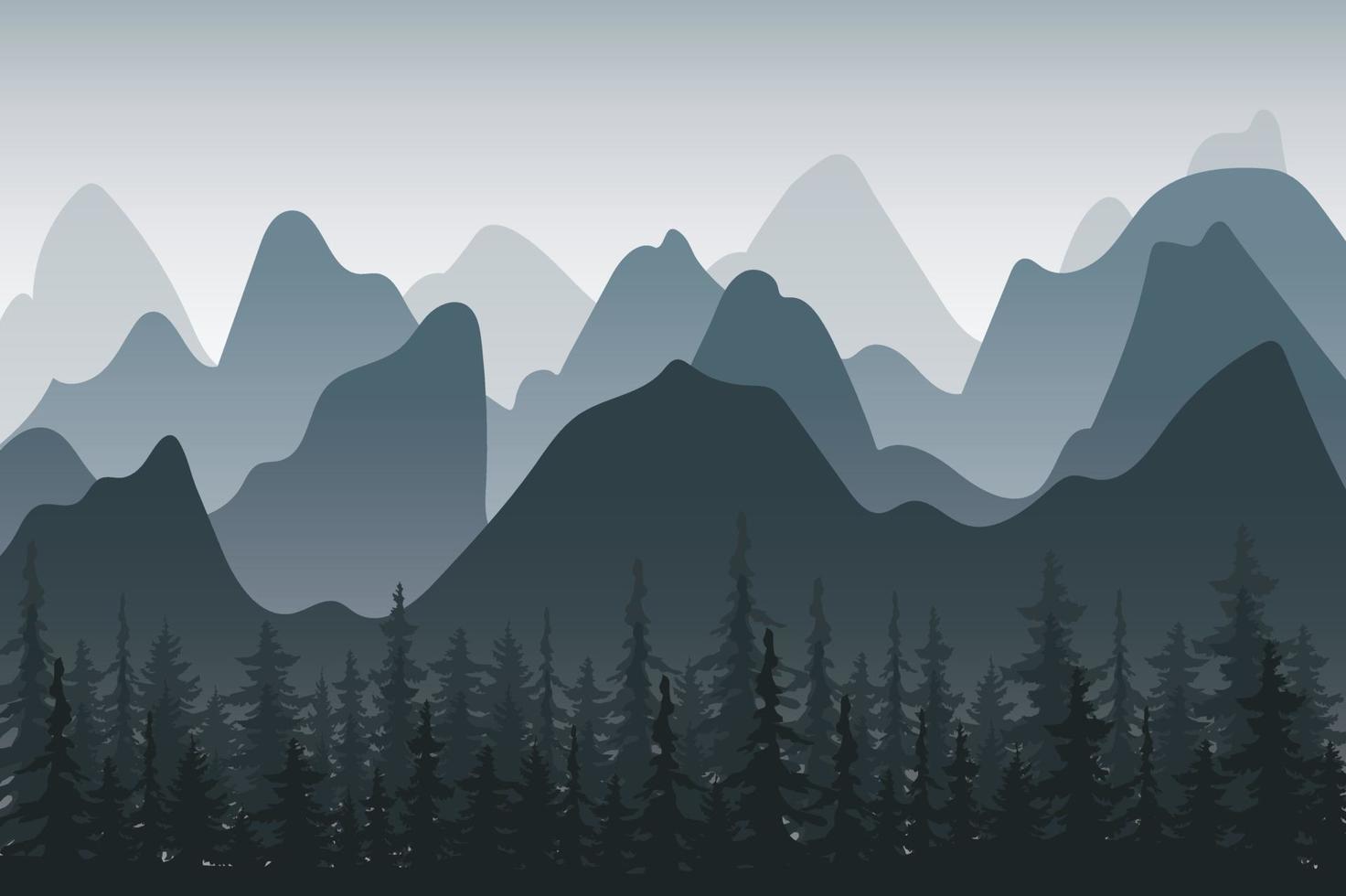 Landscape Background Vector With Fog Of Mountains