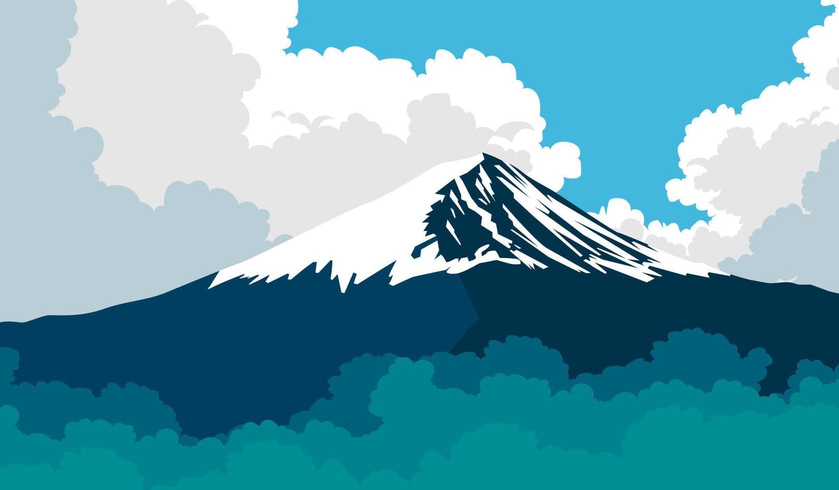 Vector illustration with Mount Fuji.Landscape with Mount Fuji.