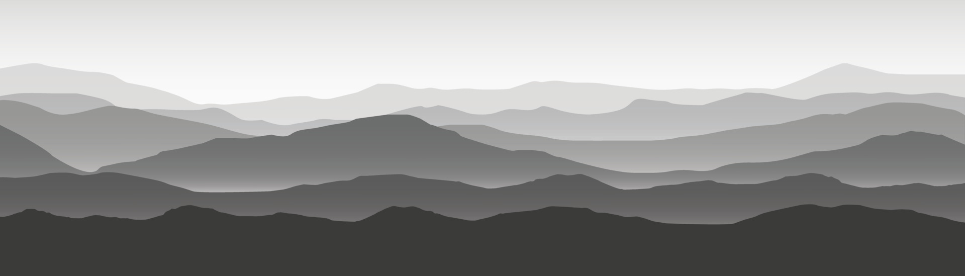 vector Illustration with mountain landscape, black and white landscape