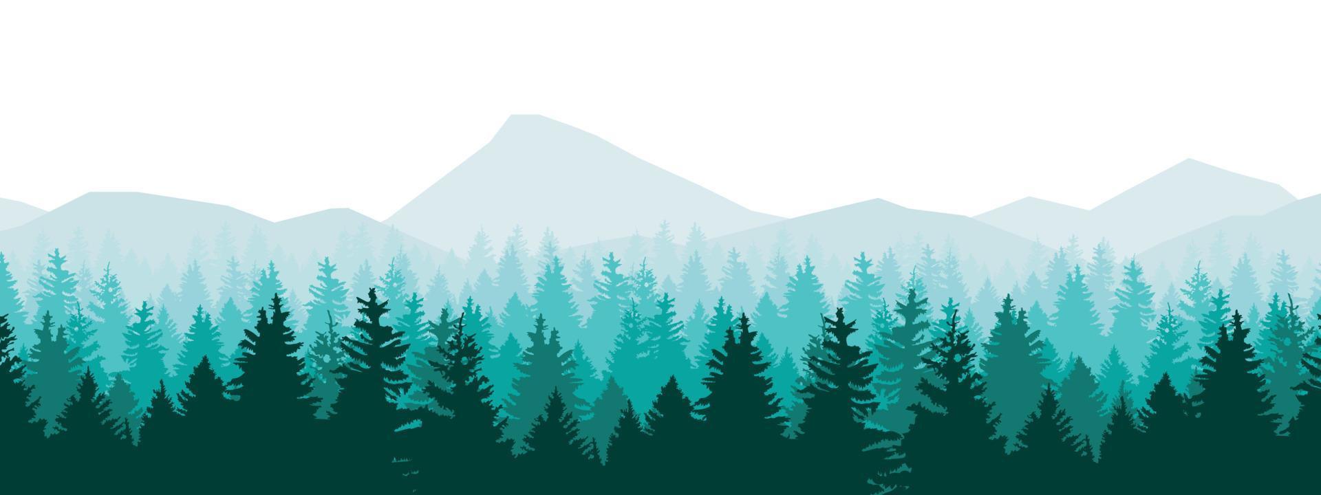 Vector Illustration Landscape Mountain Nature Forest Background Pine Tree Vector.