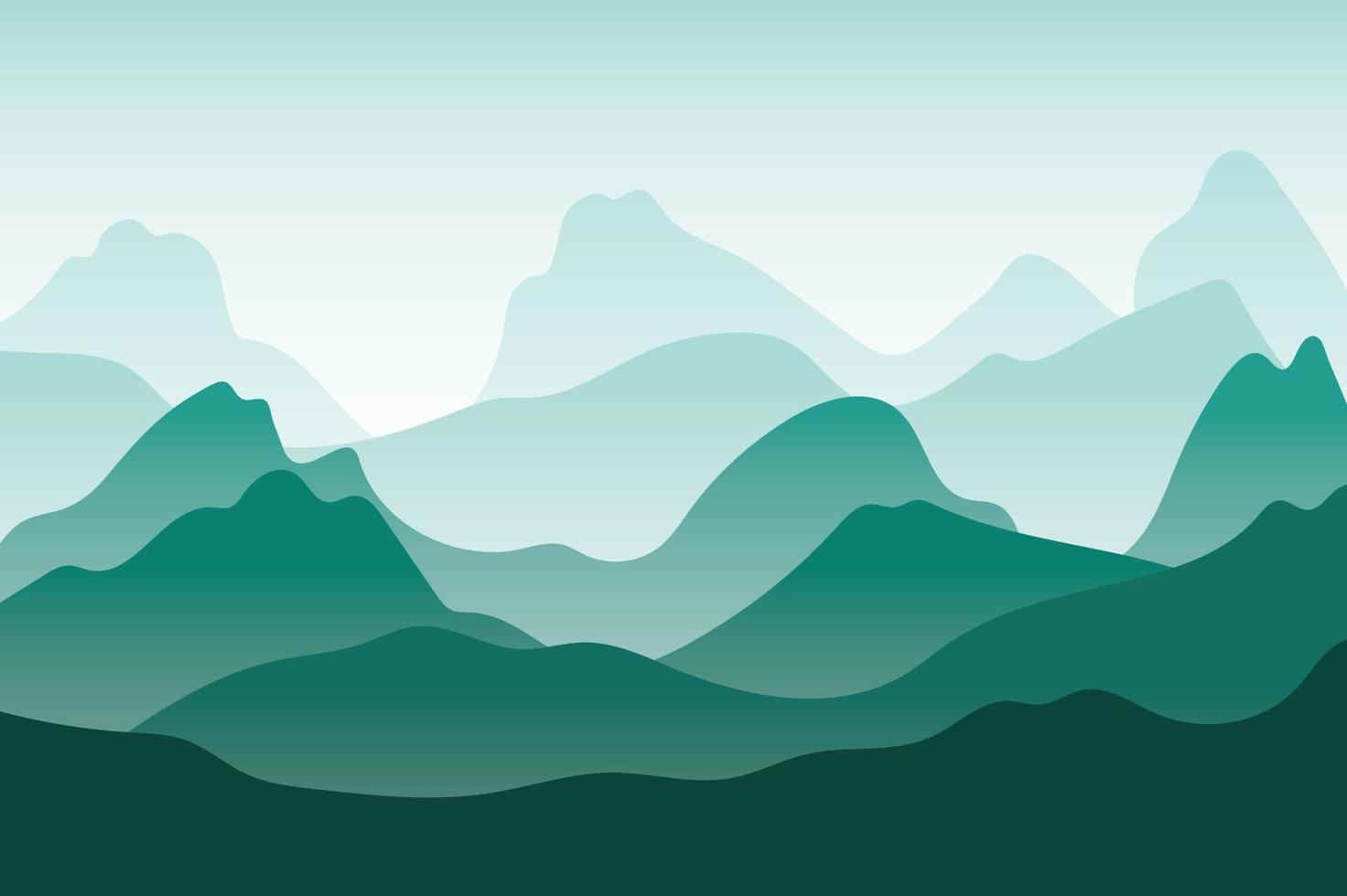 Vector landscape with fog  of green mountain. eps file