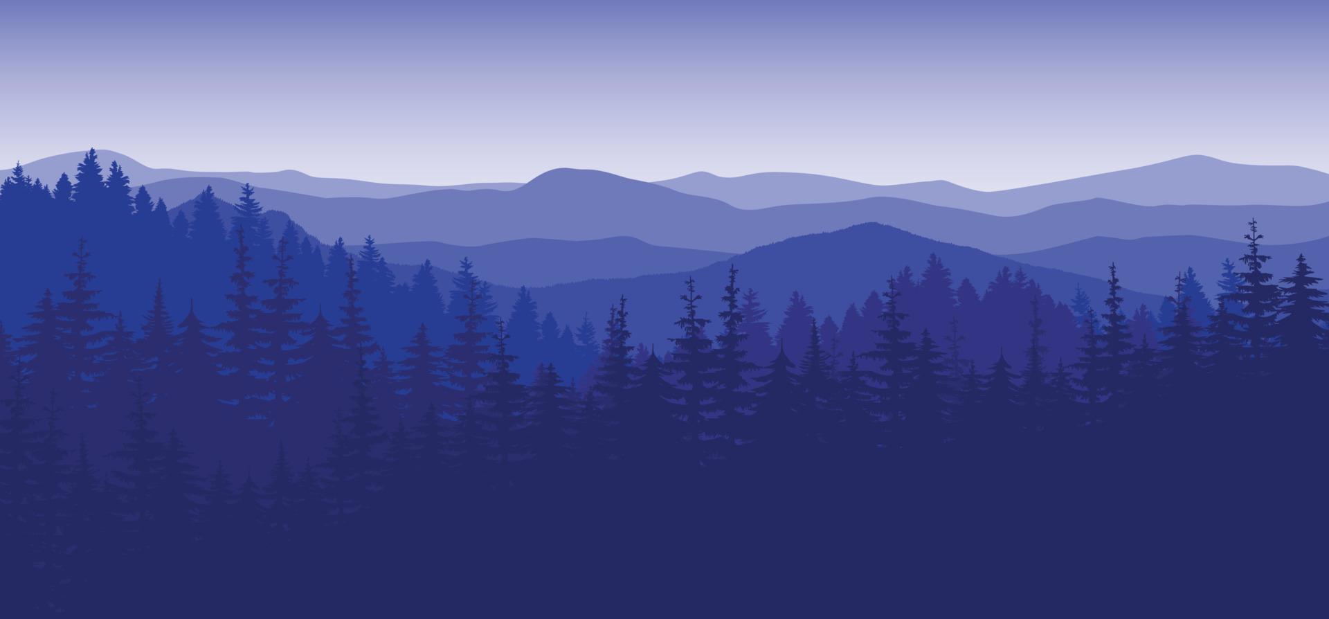 vector background with mountains mountain nature morning evening forest trees