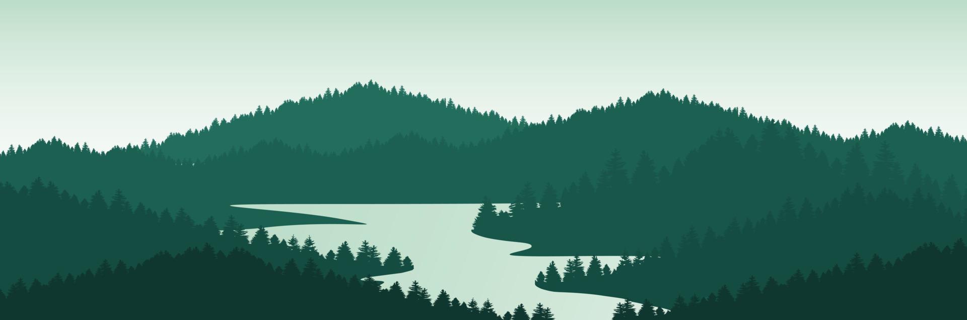 paisaje con montañas y árboles. vector